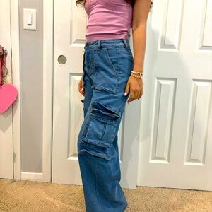 High Wasted Straight Leg Jeans.